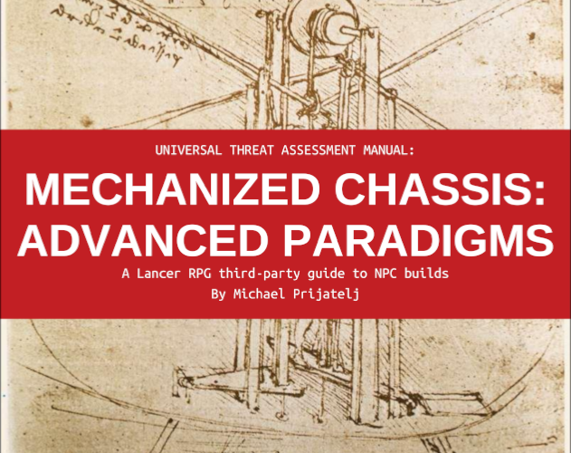 Thumbnail for "Mechanized Chassis: Advanced Paradigms," a Lancer RPG third-party guide to NPC builds